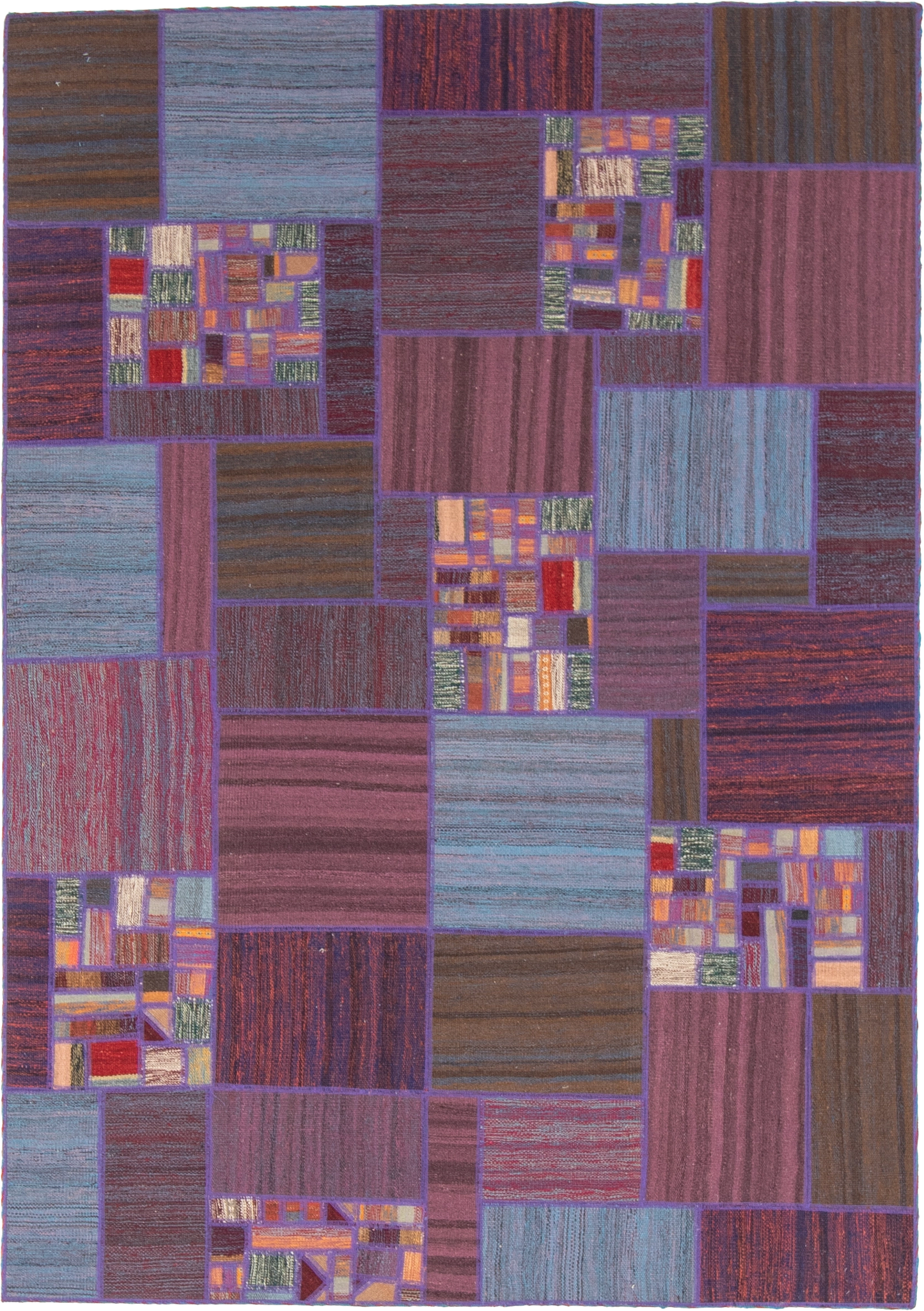 W 5.6 L 7.10 Modern 100% Wool Hand-Woven All-Over Design - 62333