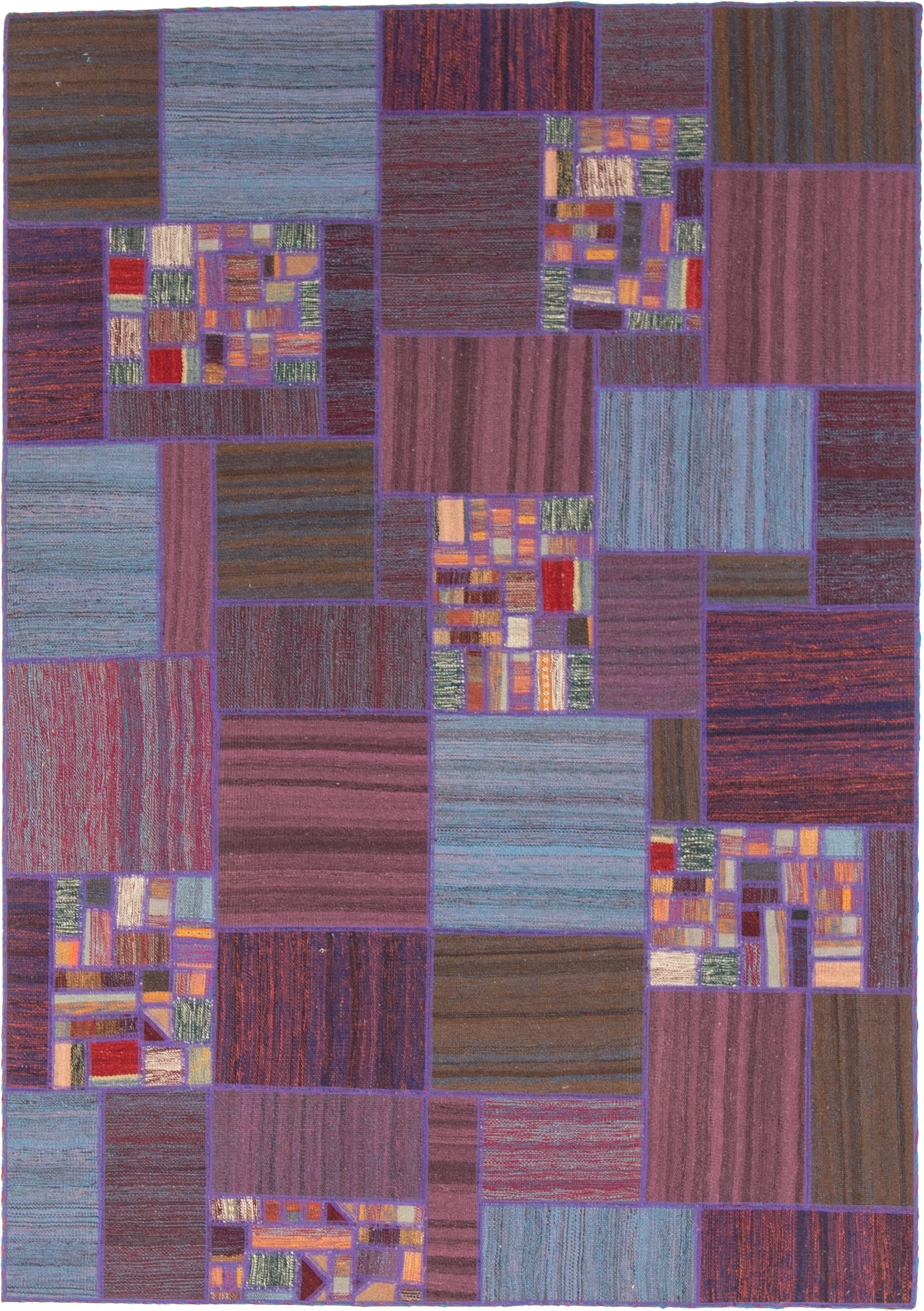 W 5.6 L 7.10 Modern 100% Wool Hand-Woven All-Over Design - 62333