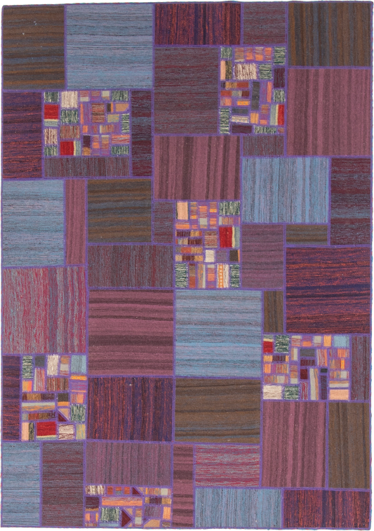 W 5.6 L 7.10 Modern 100% Wool Hand-Woven All-Over Design - 62333