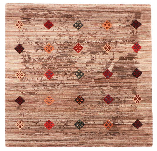 W 5 - L 4.10 - Gabbeh Wool Tribal Square - Finest Hand-Knotted Quality Wool - 62353