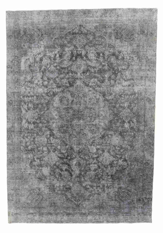 W 7.9 - L 10.4 - Vintage Wool Contemporary Rectangle - Finest Hand-Knotted Quality Wool - 62393