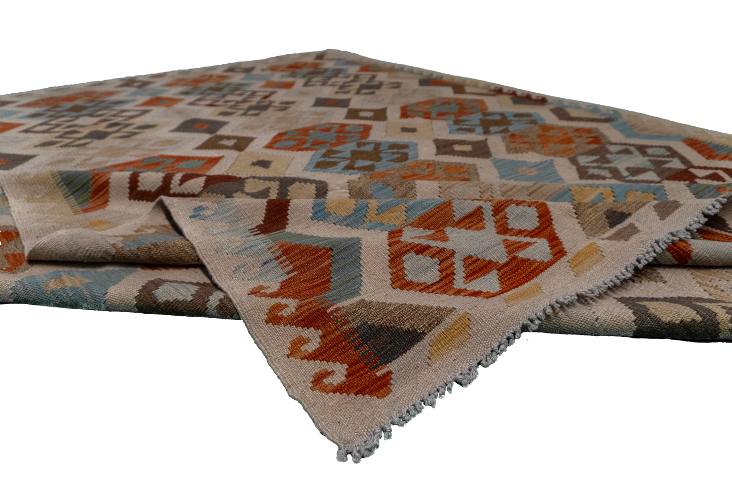 W 6.9 - L 9.9 - Kilim Fine/Wool All Over Rectangle - Finest Hand-Made Quality Wool - 62415