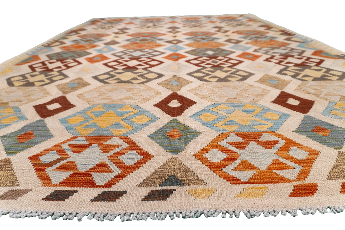 W 6.9 - L 9.9 - Kilim Fine/Wool All Over Rectangle - Finest Hand-Made Quality Wool - 62415