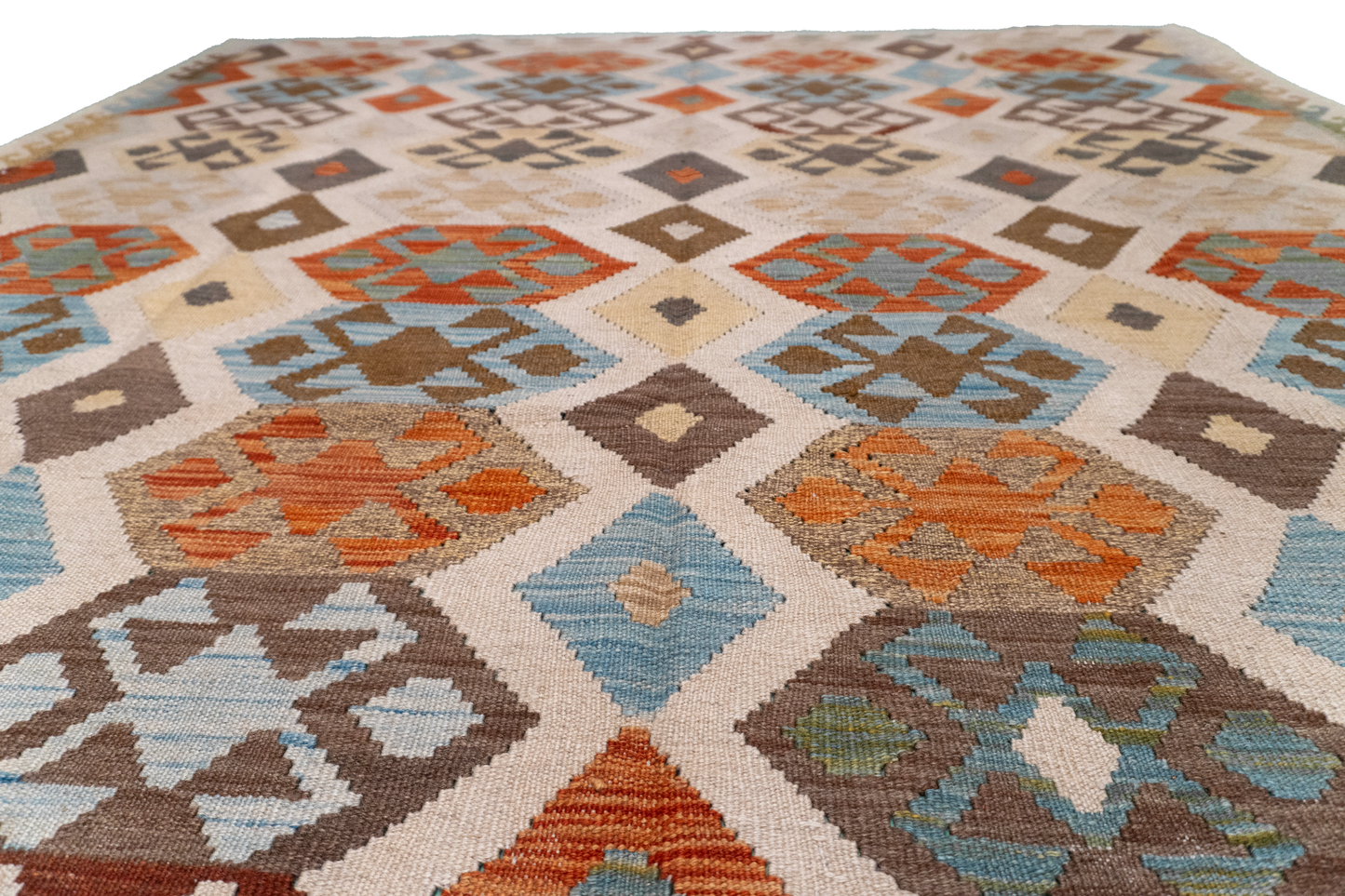 W 6.9 - L 9.9 - Kilim Fine/Wool All Over Rectangle - Finest Hand-Made Quality Wool - 62415