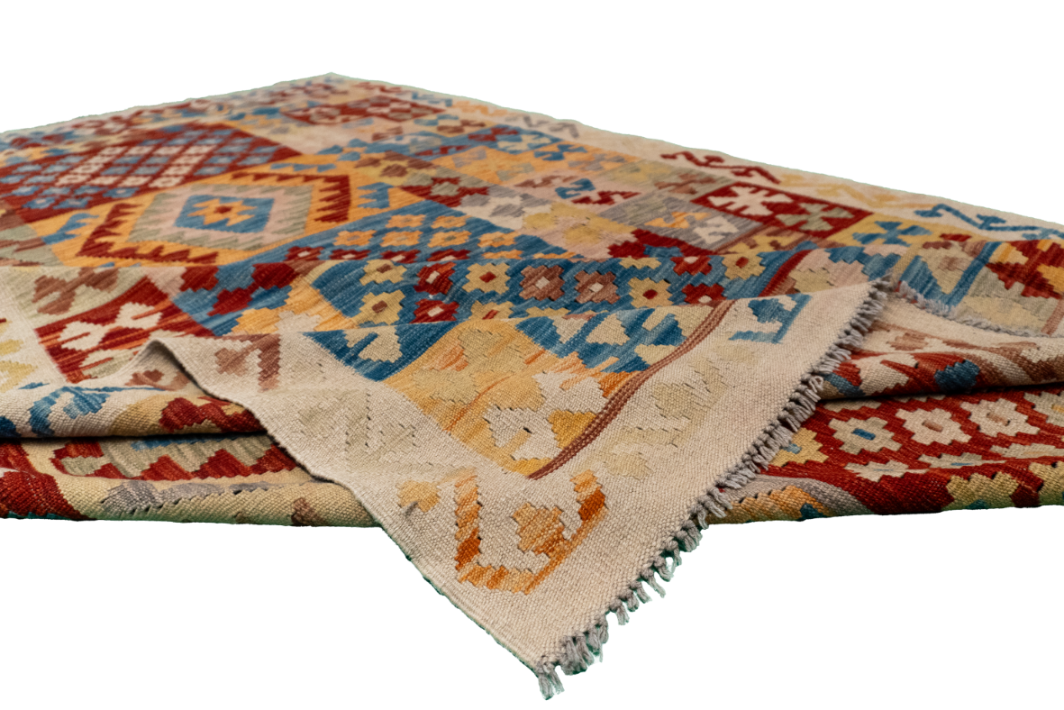 W 6.4 L 9.8 Kilim 100% Wool Hand-Woven All-Over Design - 62427