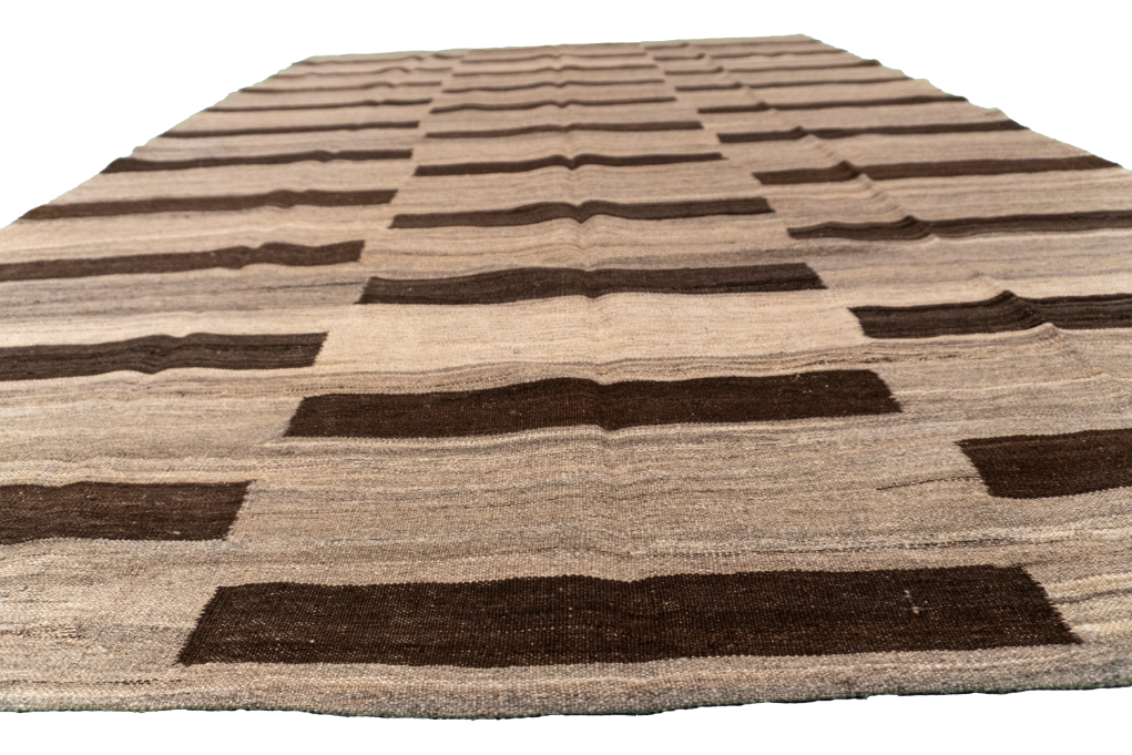 W 6.4 L 9.6 Kilim 100% Wool Hand-Woven All-Over Design - 62431