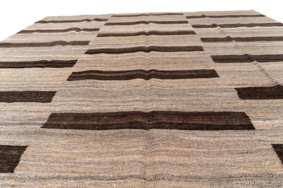W 6.4 L 9.6 Kilim 100% Wool Hand-Woven All-Over Design - 62431
