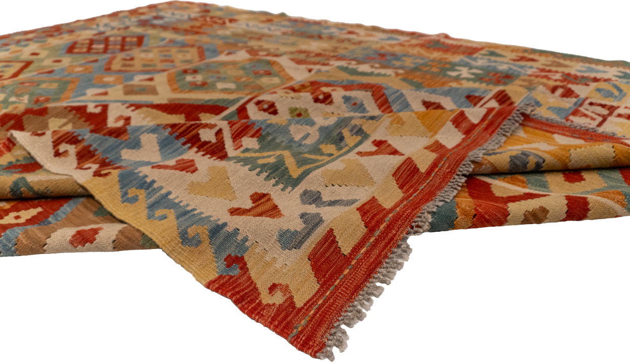 W 8.2 L 10.6 Kilim 100% Wool Hand-Woven All-Over Design - 62435