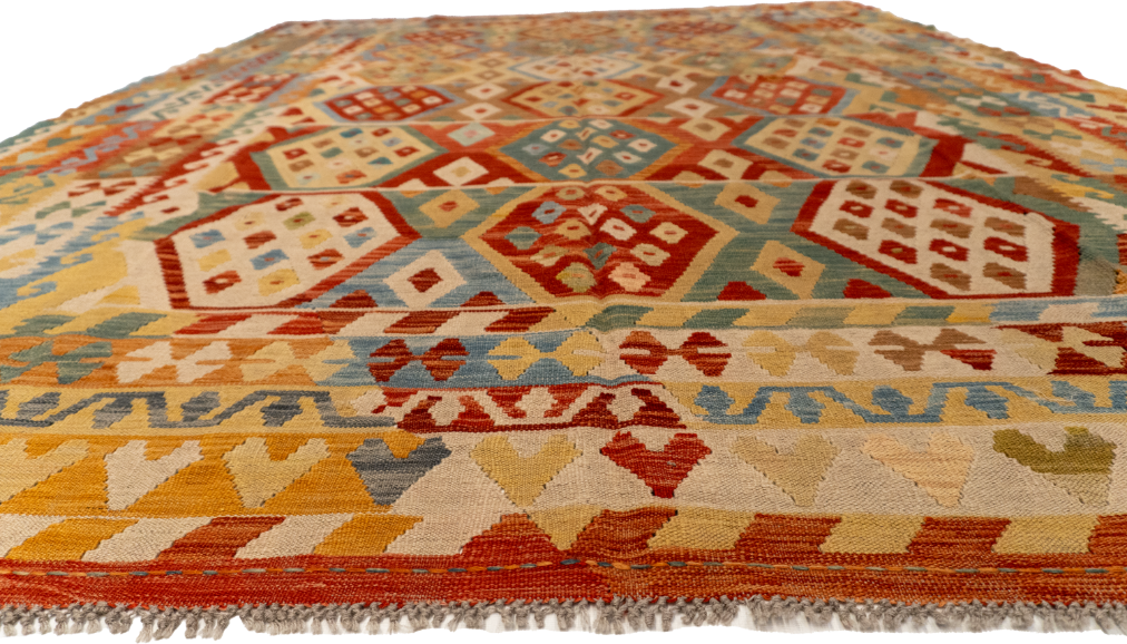 W 8.2 L 10.6 Kilim 100% Wool Hand-Woven All-Over Design - 62435
