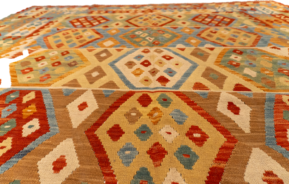 W 8.2 L 10.6 Kilim 100% Wool Hand-Woven All-Over Design - 62435