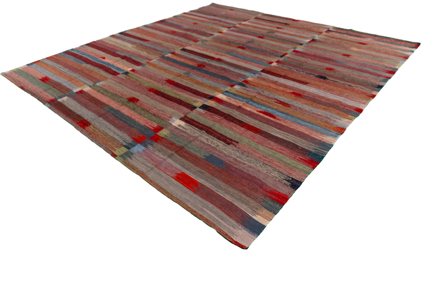 W 8.10 - L 9.3 - Kilim Fine/Wool All Over Square - Finest Hand-Made Quality Wool - 62436