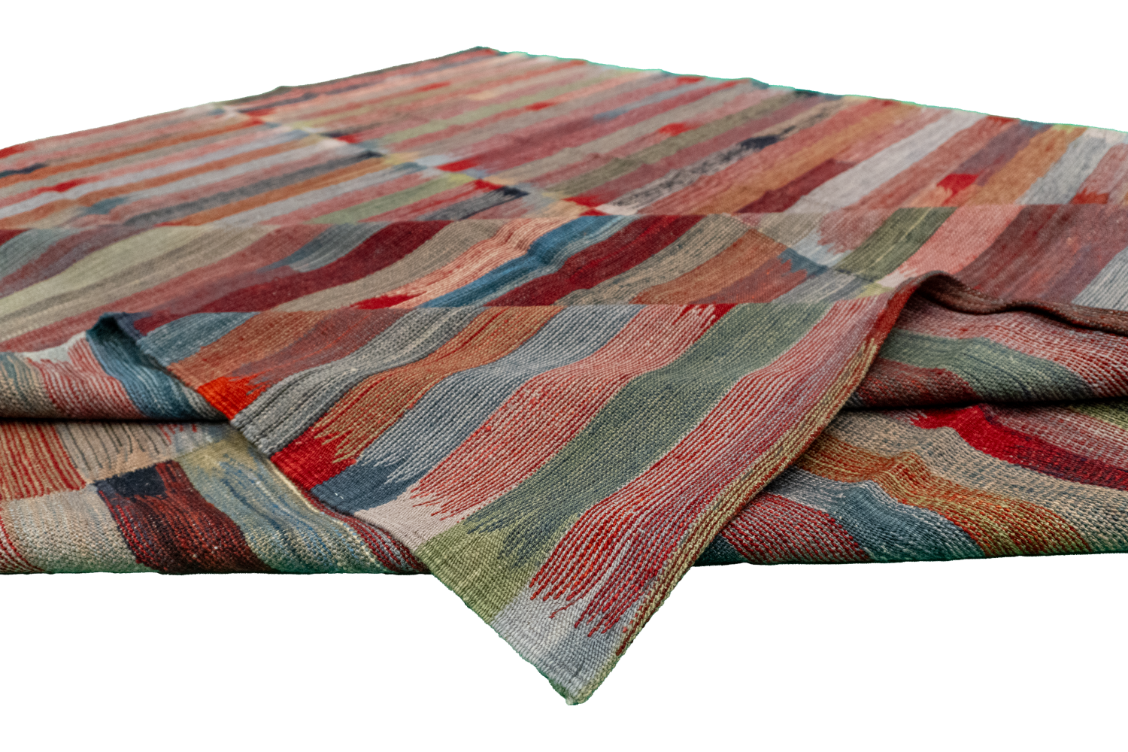 W 8.10 - L 9.3 - Kilim Fine/Wool All Over Square - Finest Hand-Made Quality Wool - 62436