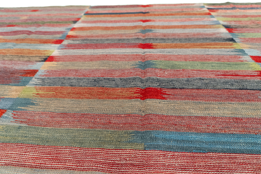 W 8.10 - L 9.3 - Kilim Fine/Wool All Over Square - Finest Hand-Made Quality Wool - 62436