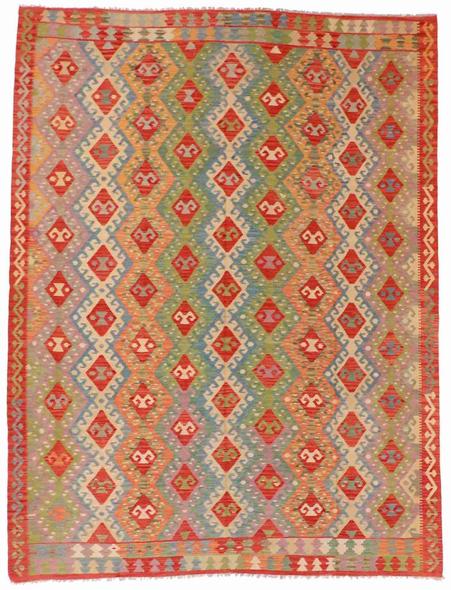 9 x 11.8 - Kilim Fine/Wool All Over Rectangle - Finest Hand-Made Quality Wool — 62438
