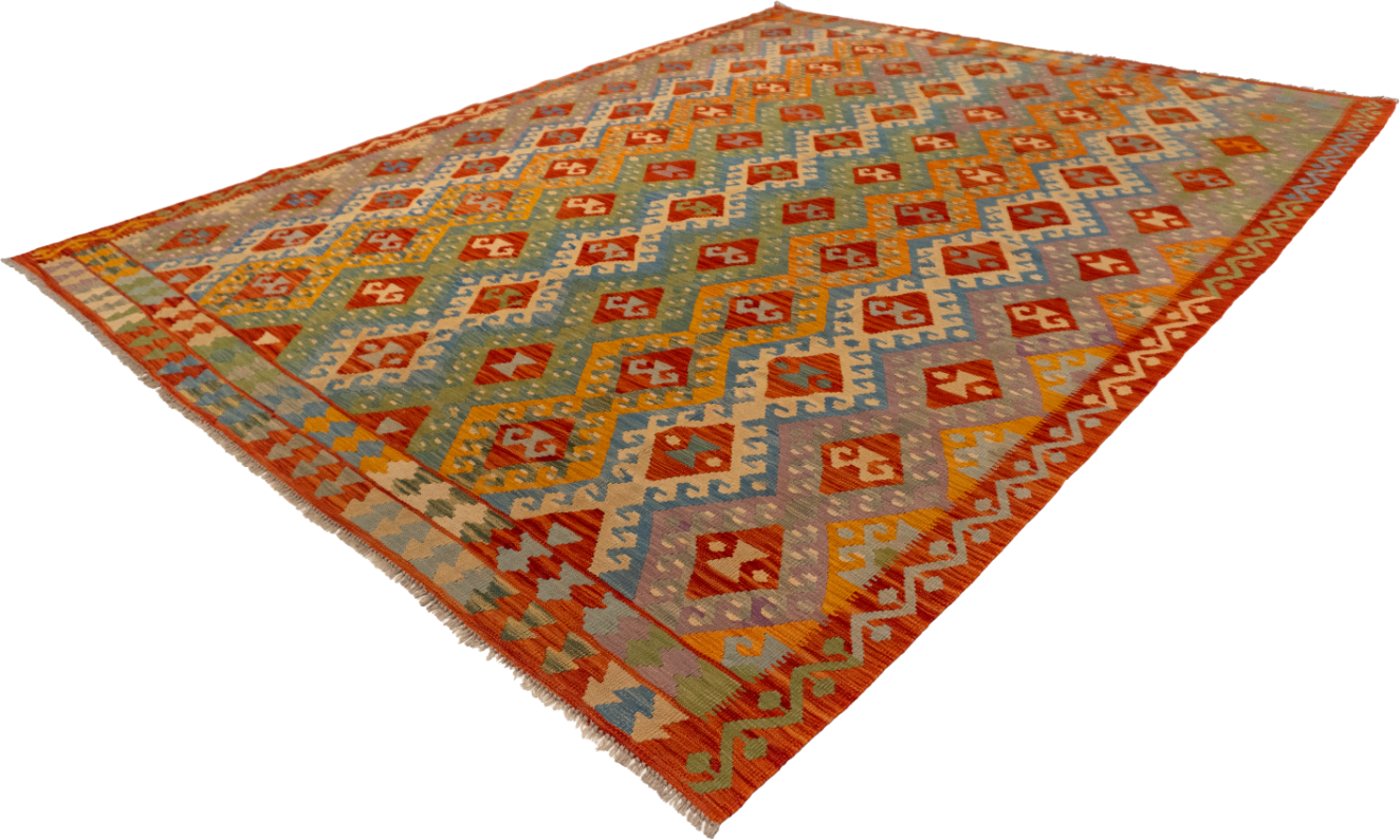 W 9 L 11.8 Kilim 100% Wool Hand-Woven All-Over Design - 62438
