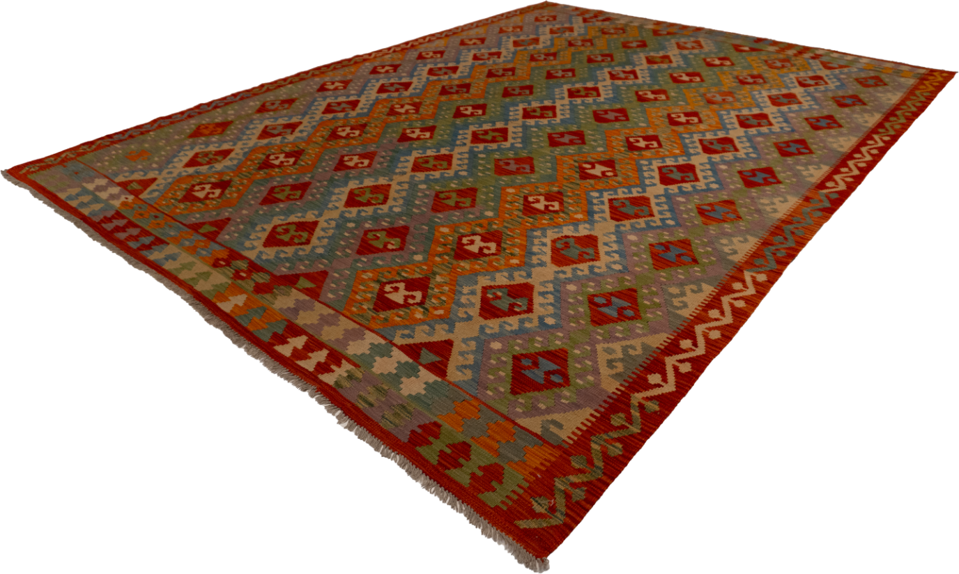 W 9 L 11.8 Kilim 100% Wool Hand-Woven All-Over Design - 62438