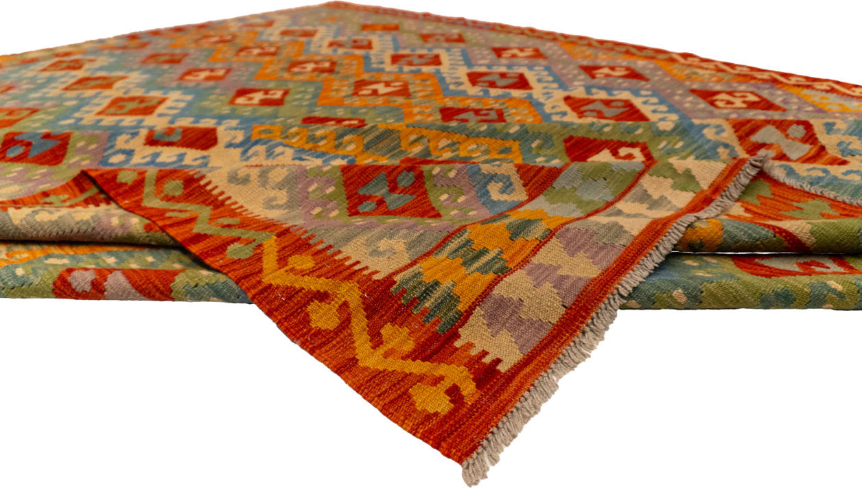 W 9 L 11.8 Kilim 100% Wool Hand-Woven All-Over Design - 62438