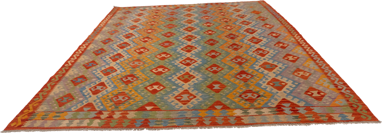 W 9 L 11.8 Kilim 100% Wool Hand-Woven All-Over Design - 62438