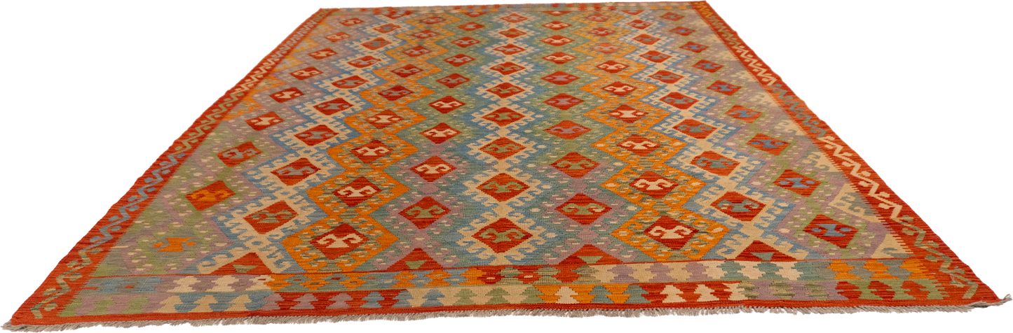 W 9 L 11.8 Kilim 100% Wool Hand-Woven All-Over Design - 62438