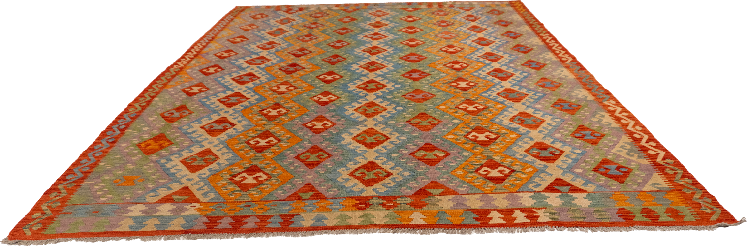 W 9 L 11.8 Kilim 100% Wool Hand-Woven All-Over Design - 62438