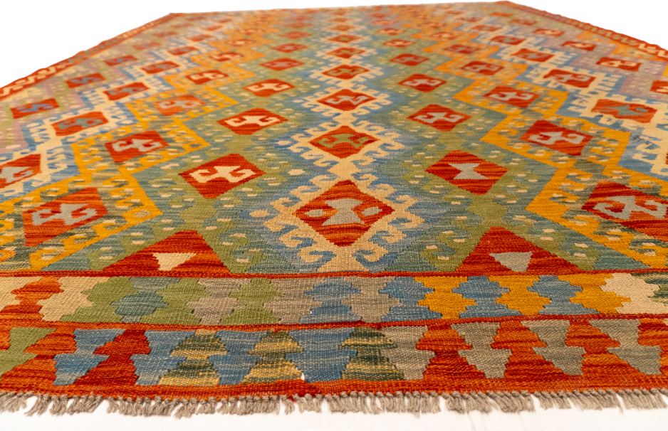 W 9 L 11.8 Kilim 100% Wool Hand-Woven All-Over Design - 62438