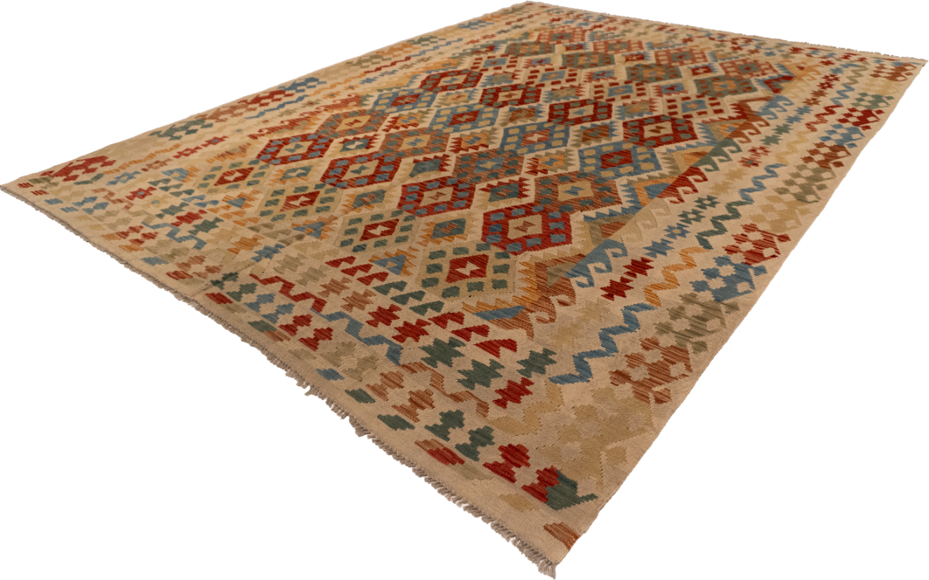 W 8.6 L 11.3 Kilim 100% Wool Hand-Woven All-Over Design - 62439