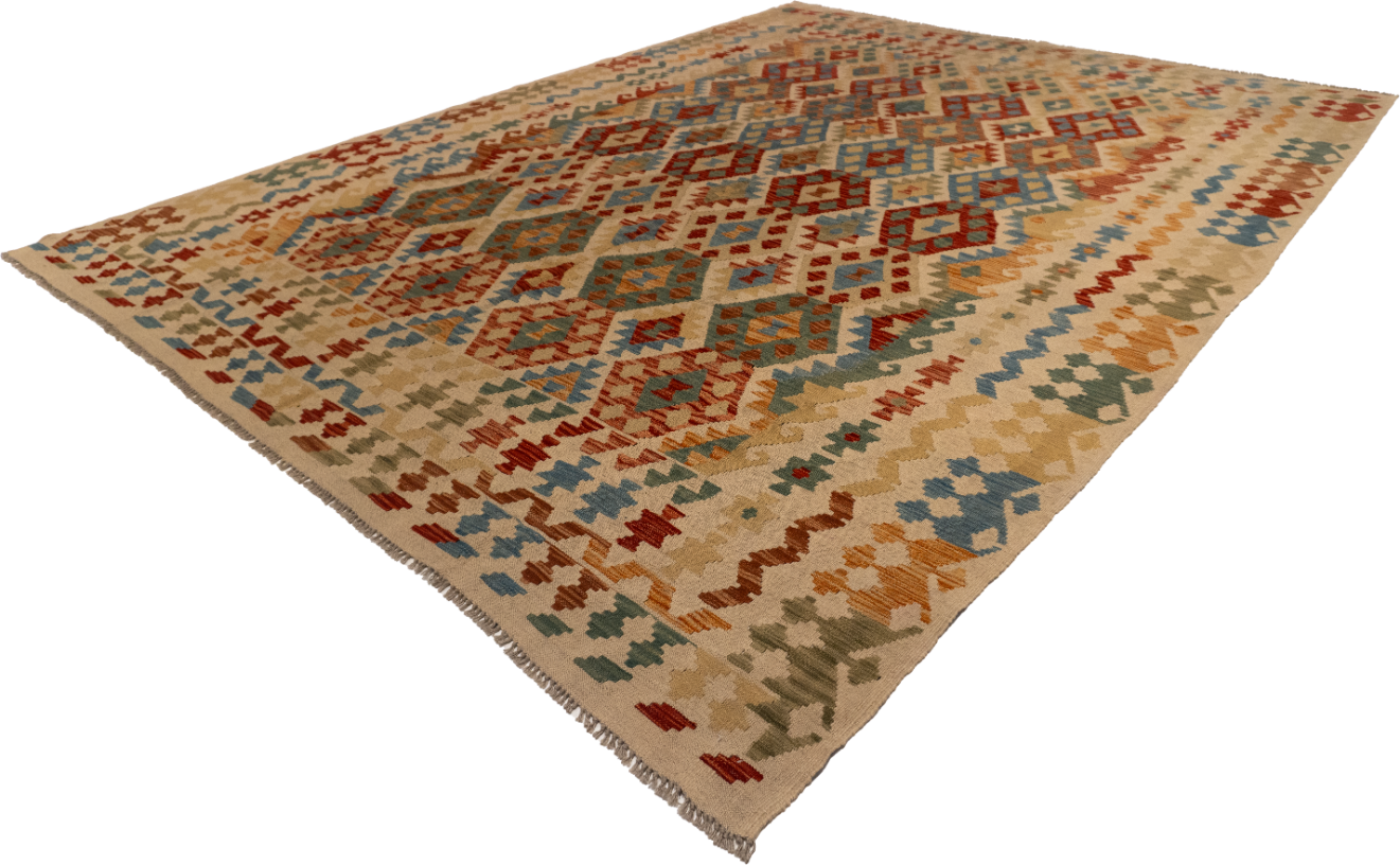W 8.6 L 11.3 Kilim 100% Wool Hand-Woven All-Over Design - 62439