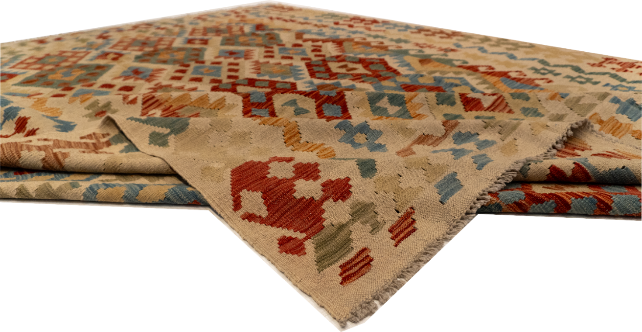 W 8.6 L 11.3 Kilim 100% Wool Hand-Woven All-Over Design - 62439