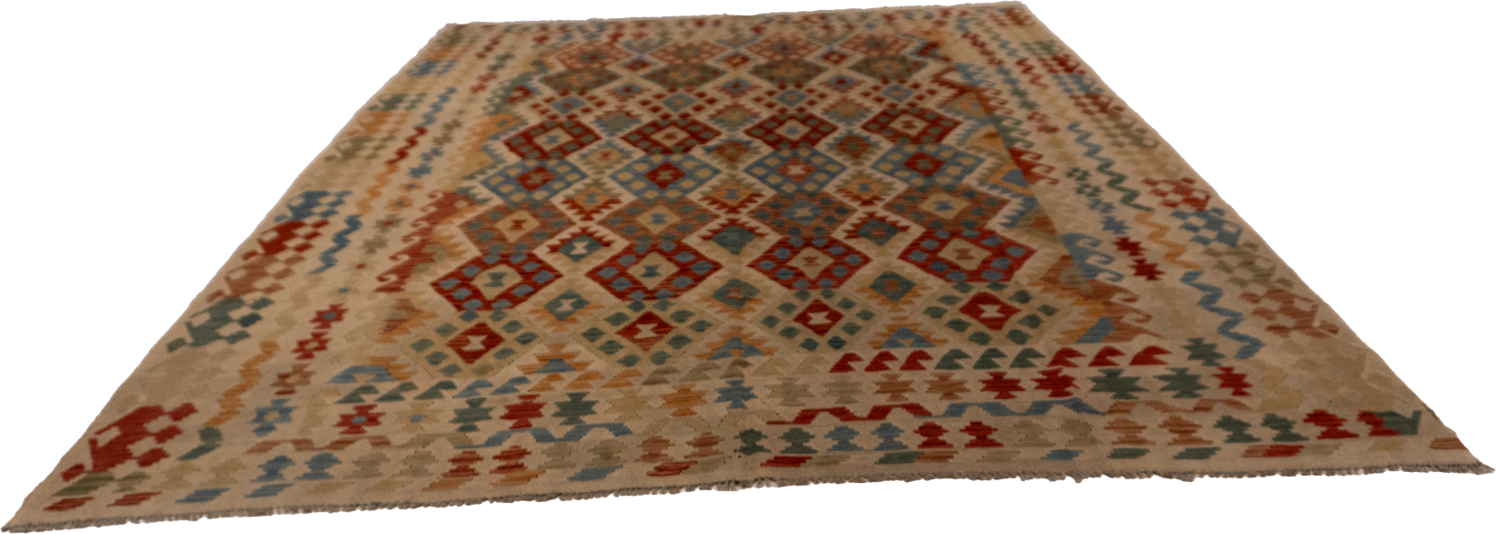W 8.6 L 11.3 Kilim 100% Wool Hand-Woven All-Over Design - 62439