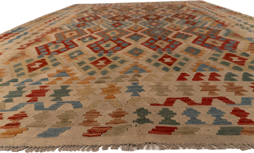 W 8.6 L 11.3 Kilim 100% Wool Hand-Woven All-Over Design - 62439