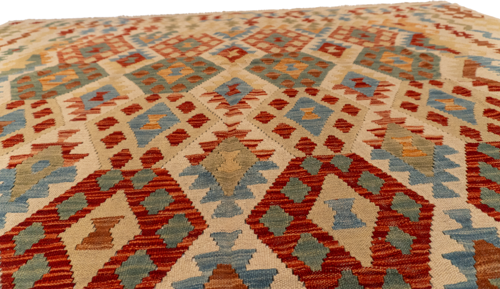 W 8.6 L 11.3 Kilim 100% Wool Hand-Woven All-Over Design - 62439