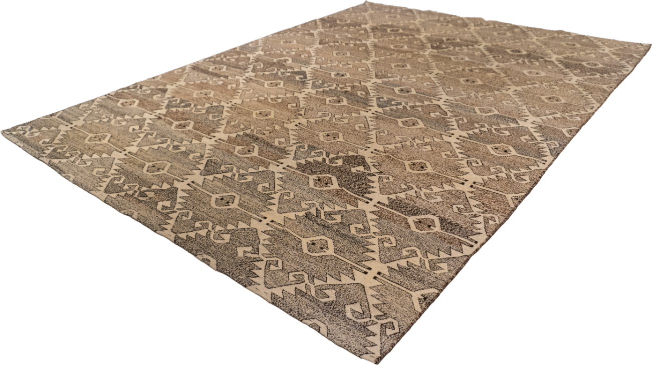 W 8.1 L 11 Kilim 100% Wool Hand-Woven All-Over Design - 62441