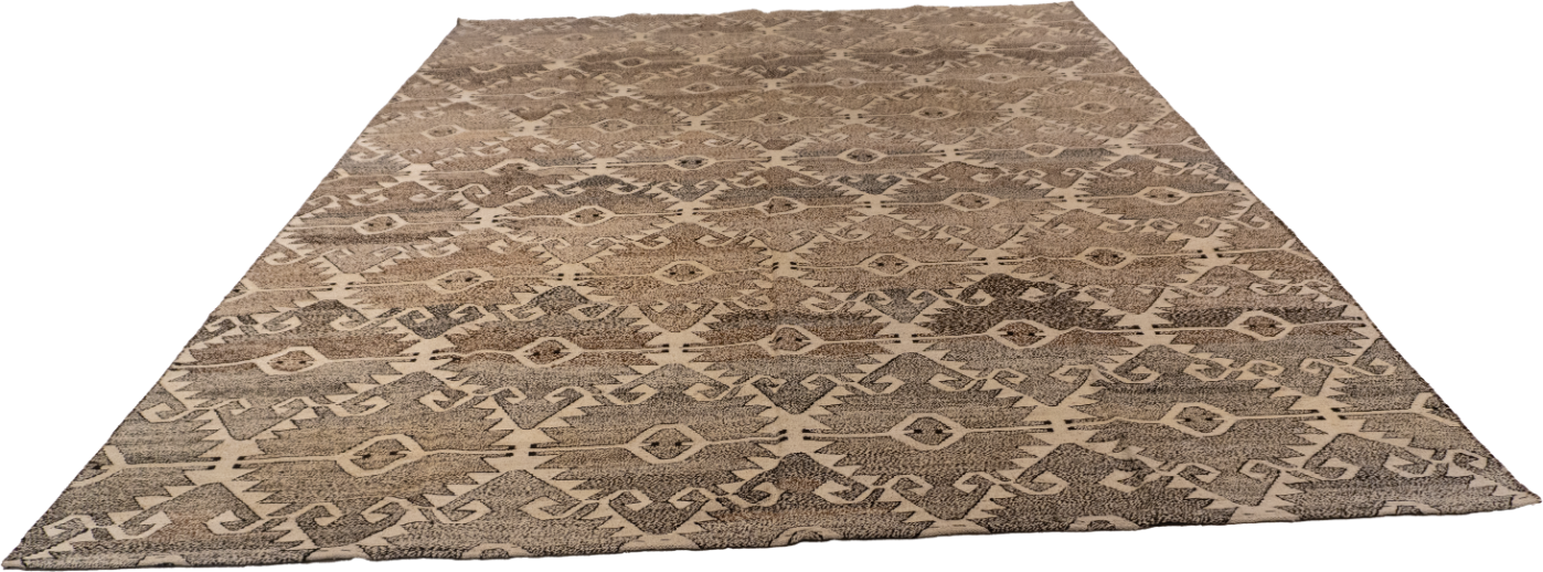 W 8.1 L 11 Kilim 100% Wool Hand-Woven All-Over Design - 62441