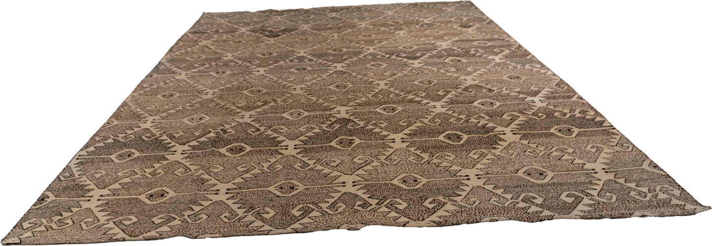 W 8.1 L 11 Kilim 100% Wool Hand-Woven All-Over Design - 62441