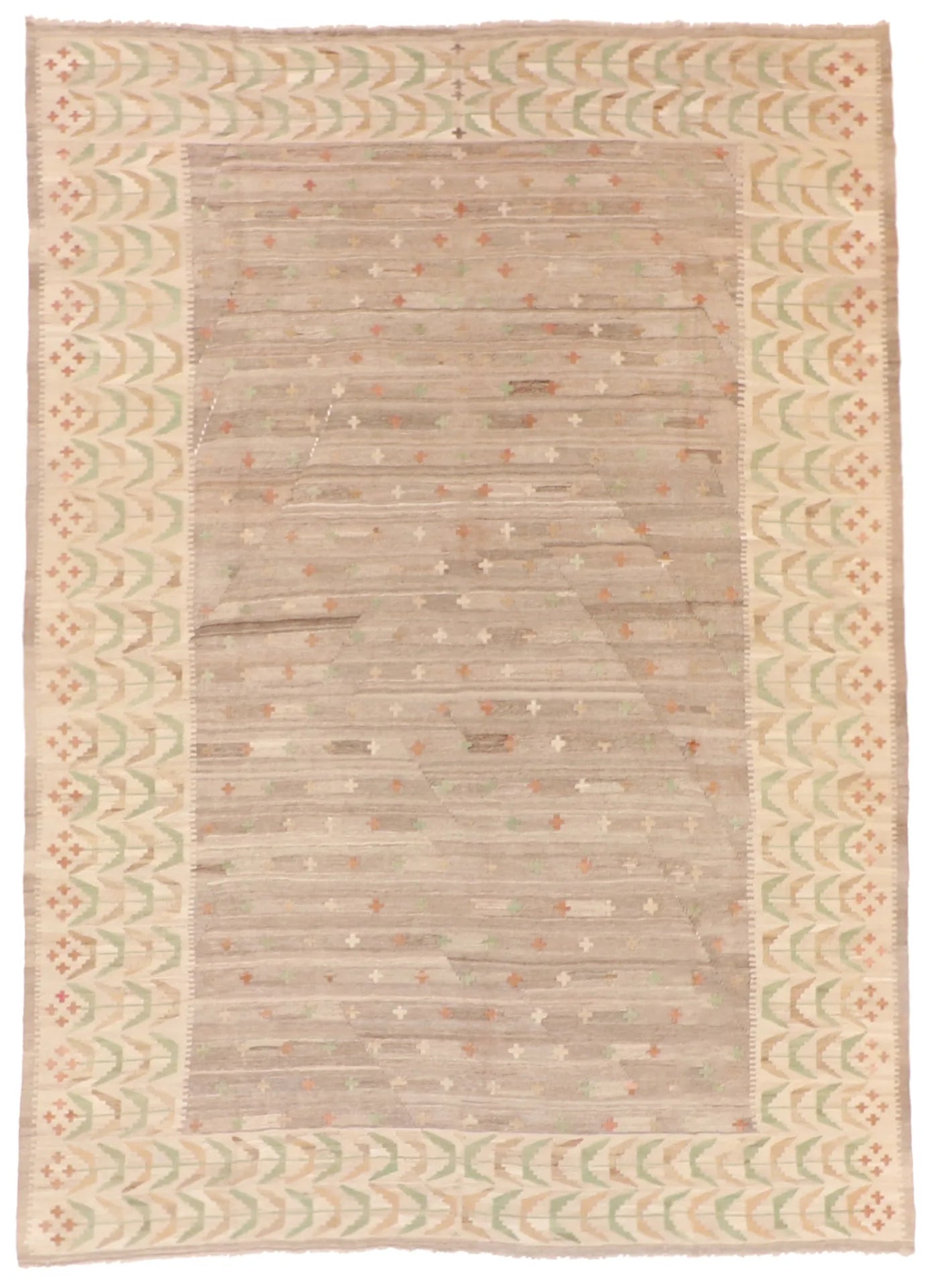 6.9 x 9.3 - Kilim Fine/Wool All Over Rectangle - Finest Hand-Made Quality Wool — 62442
