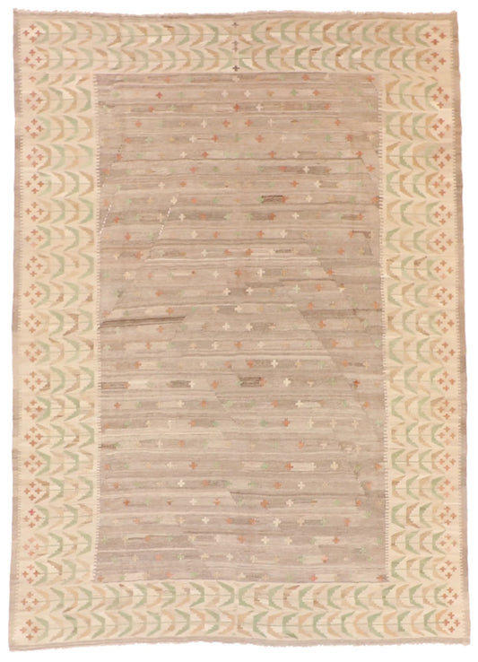 6.9 x 9.3 - Kilim Fine/Wool All Over Rectangle - Finest Hand-Made Quality Wool — 62442