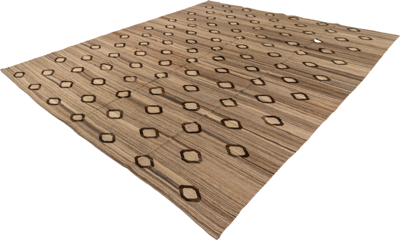 W 8.2 L 9.4 Kilim 100% Wool Hand-Woven All-Over Design - 62443