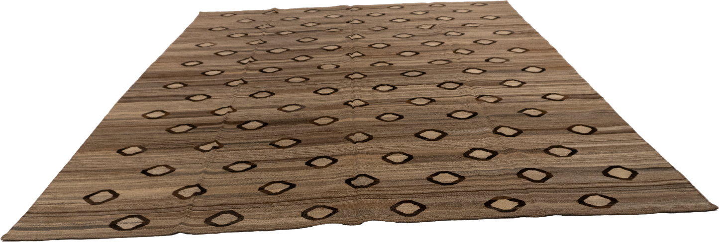 W 8.2 L 9.4 Kilim 100% Wool Hand-Woven All-Over Design - 62443