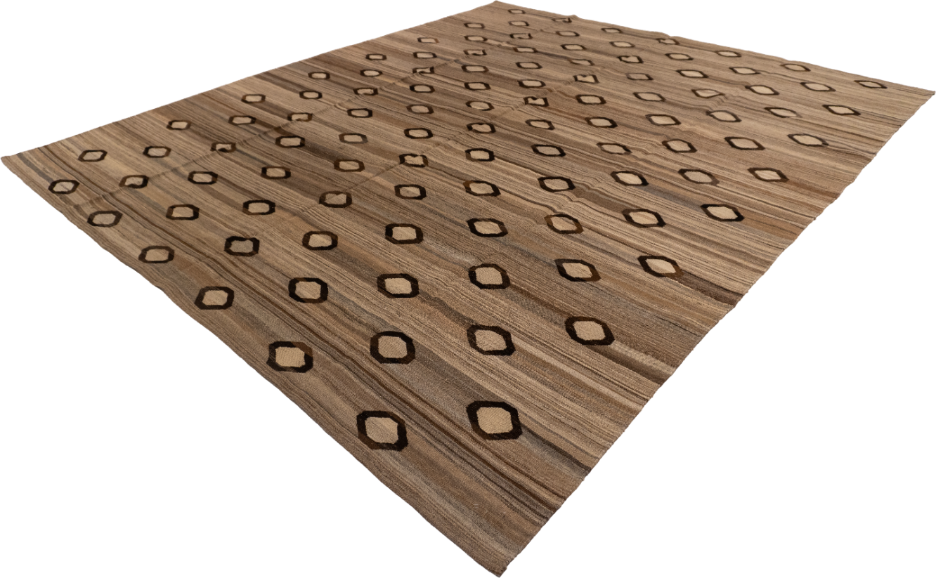 W 8.2 L 9.4 Kilim 100% Wool Hand-Woven All-Over Design - 62443