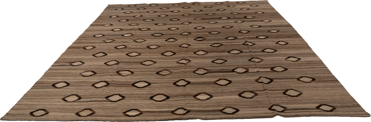 W 8.2 L 9.4 Kilim 100% Wool Hand-Woven All-Over Design - 62443