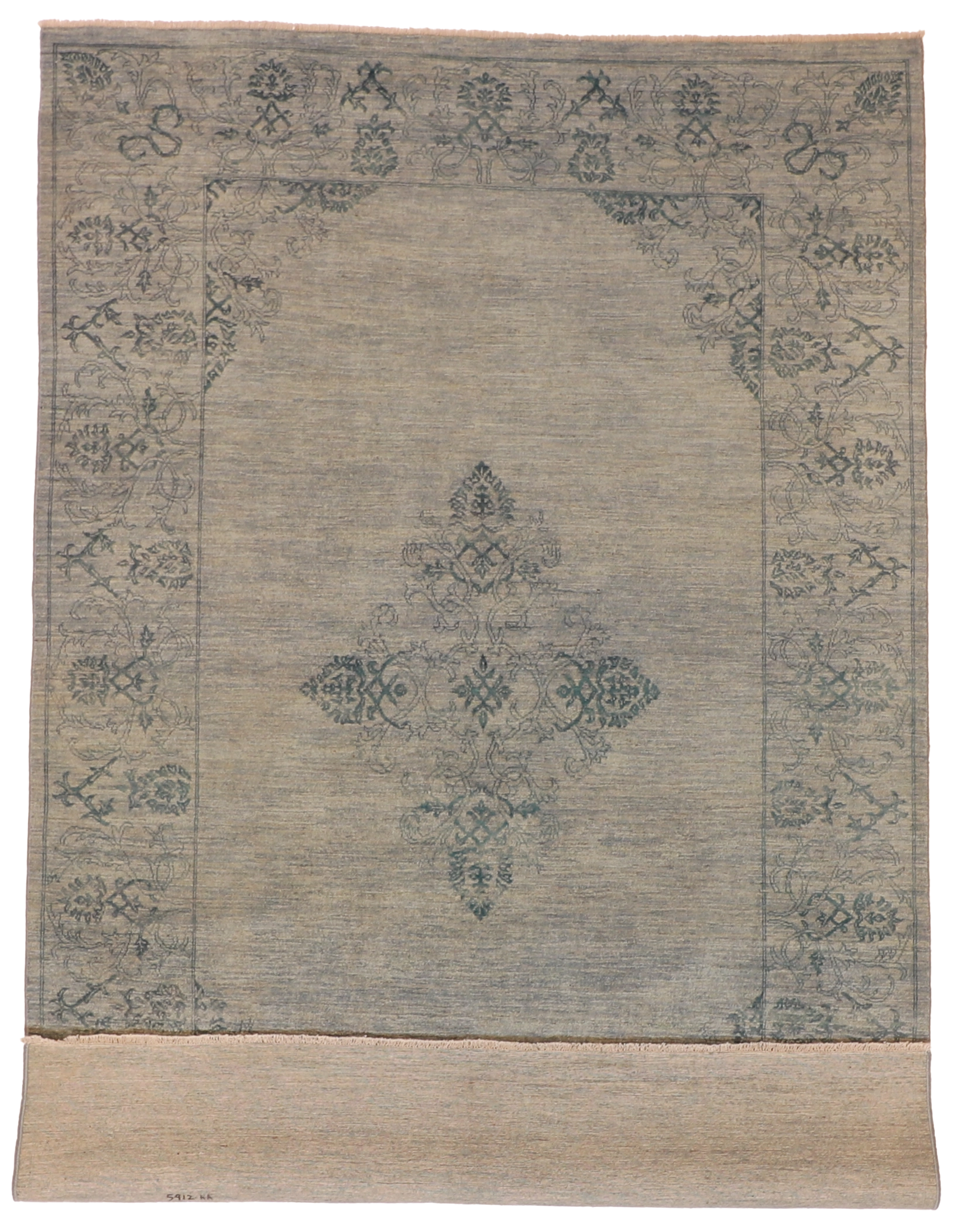 W 6.7 - L 9.11 - Mahal Wool Transitional Rectangle - Finest Hand-Knotted Quality Wool - 62453