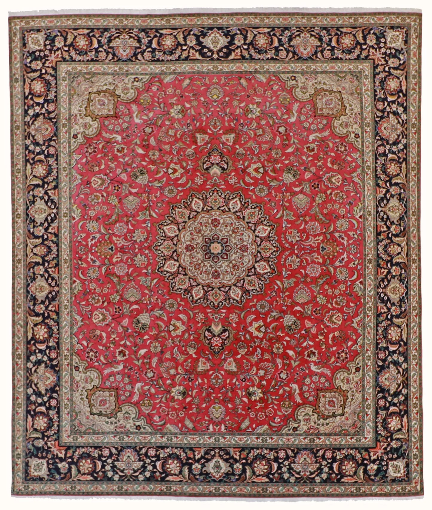 W 8 L 9.8 Tabriz Wool And Silk Blend Hand-Woven All-Over Design - 62468