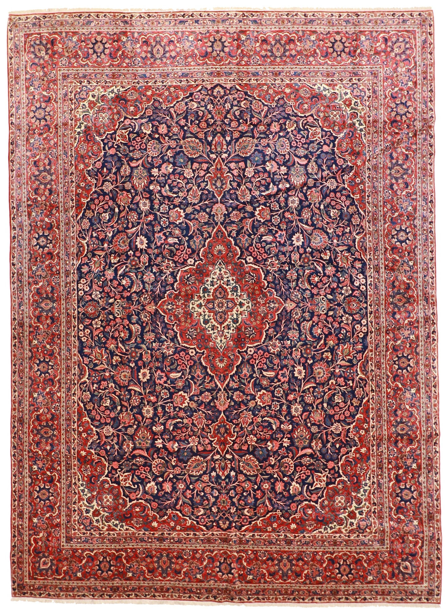 10 x 14 - Kashan Fine Wool Floral Rectangle - Hand Knotted Rug — 62473