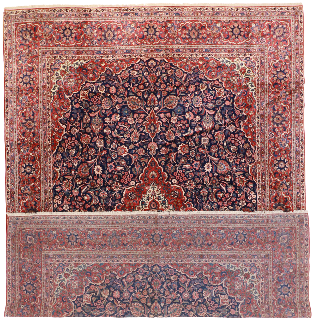 10 x 14 - Kashan Fine Wool Floral Rectangle - Hand Knotted Rug — 62473