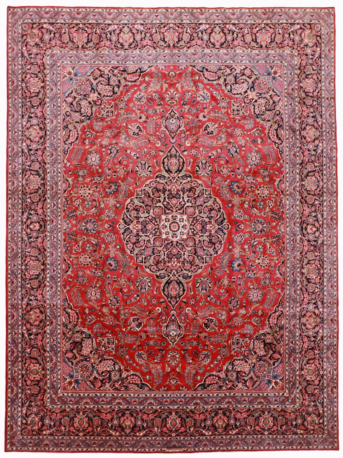 10 x 14 - Kashan Fine Wool Floral Rectangle - Hand Knotted Rug — 62475