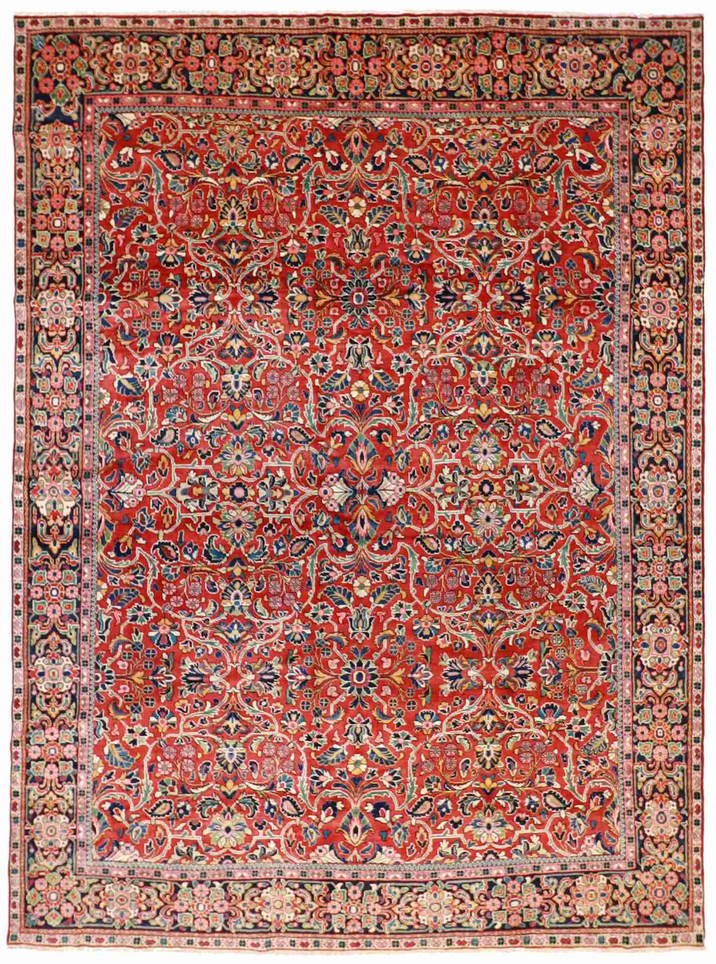W 10.2 - L 13.10 - Mahal Fine/Wool All Over Rectangle - Finest Hand-Knotted Quality Wool - 62477