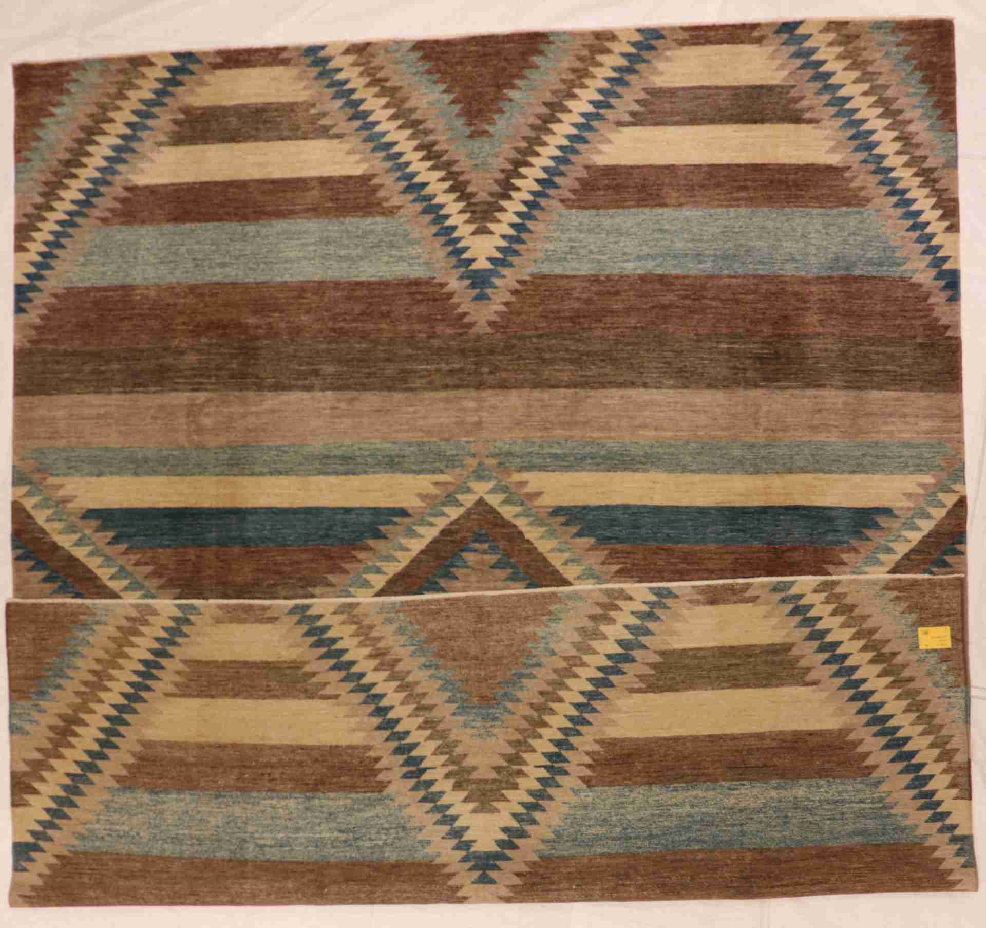 W 9 - L 11.4 - Mountain Modern Wool Western Rectangle - Hand Woven Rug - 62506