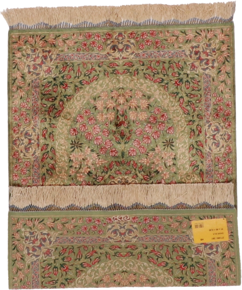 W 2 L 3 Qum 100% Silk Hand-Woven Floral Design - 62513
