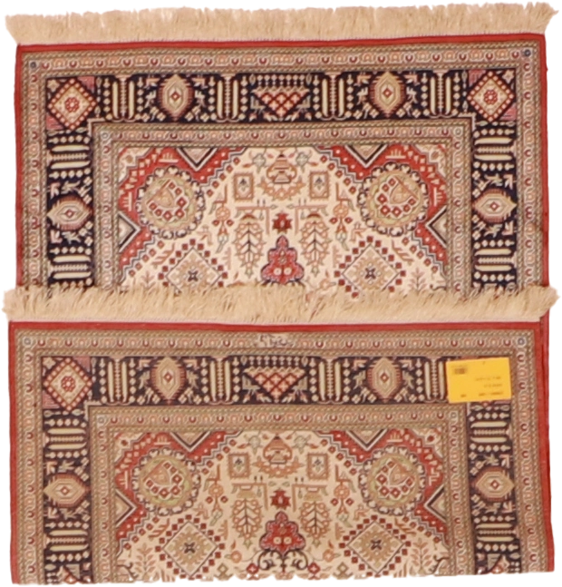 W 2.6 - L 3.11 - Qum Fine/Wool Floral Rectangle - Finest Hand-Knotted Quality Wool - 62520