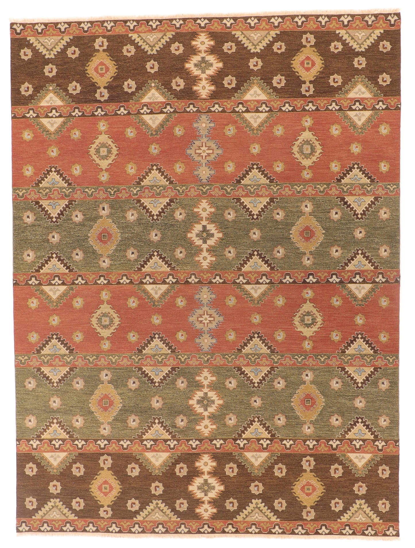 W 9 L 12 Serapie Reversible 100% Wool Hand-Woven All-Over Design - 62601